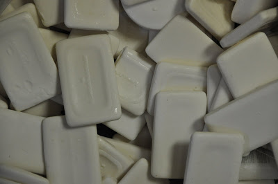 Used bars of white soap.