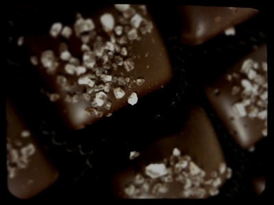 Close-up of chocolates with sea salt.