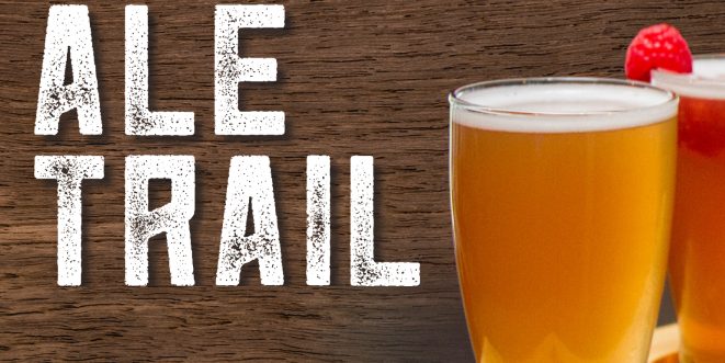 Two glasses of beer with the text "ALE TRAIL"